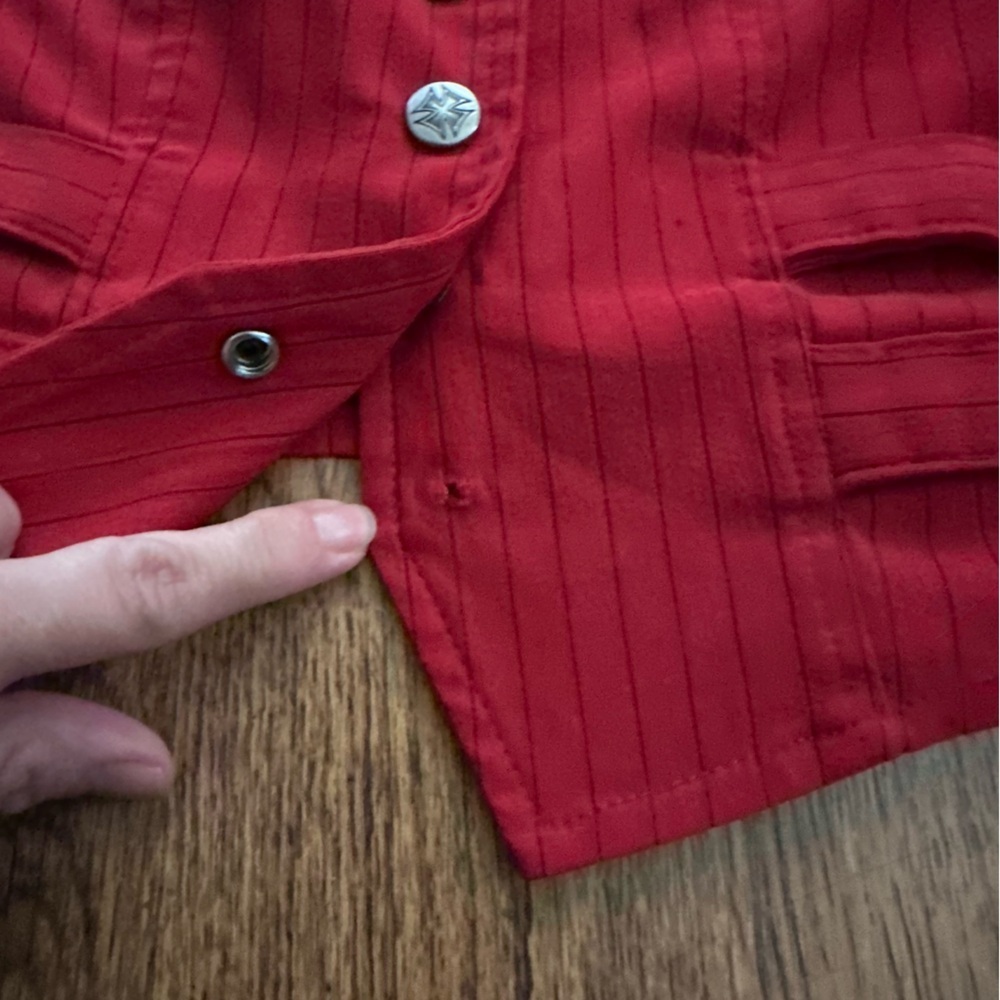 Lip Service Red Striped Vest size medium side buckles FLAWS - Picture 4 of 10